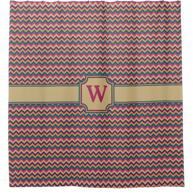 Cortina de ducha de zigzag tropical (Anverso)