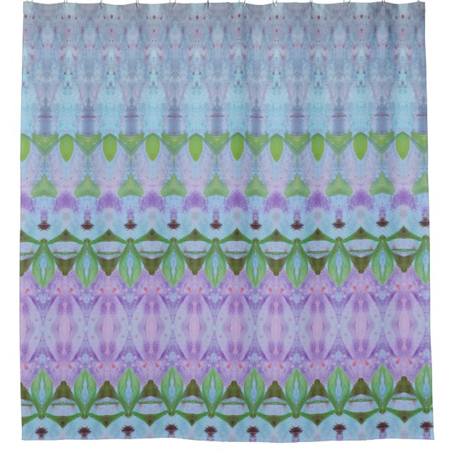Cortina De Ducha Decoración azul y verde malva morado (Anverso)