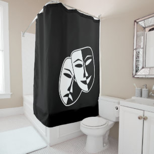 Cortina De Ducha Decoración blanco y negro del baño del drama del