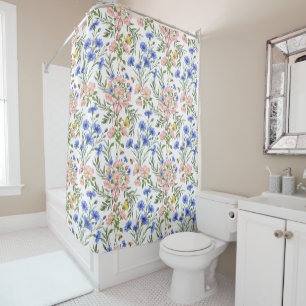 Cortina De Ducha Decoración de baño de cottage inglés con flores si