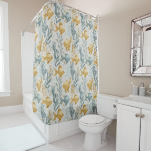 Cortina De Ducha Decoración de baño infantil suave de peces submari