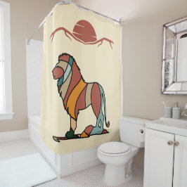 Cortina de ducha Decoración de baño León Safari Af
