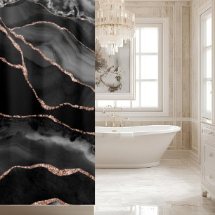 Cortina De Ducha Decoración de Baño Lujosa Ágata Negra