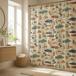 Cortina De Ducha Decoración de pared de baño de coches clásicos de