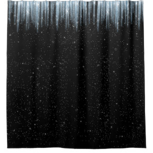 Cortina De Ducha Decoración negra chispeante del hogar del invierno