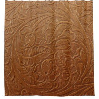 Cortina De Ducha Decoración occidental de vaquero floral, cuero mar