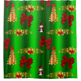 Cortina De Ducha Decoraciones navideñas sobre el verde