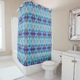 Cortina de ducha decorativa azul