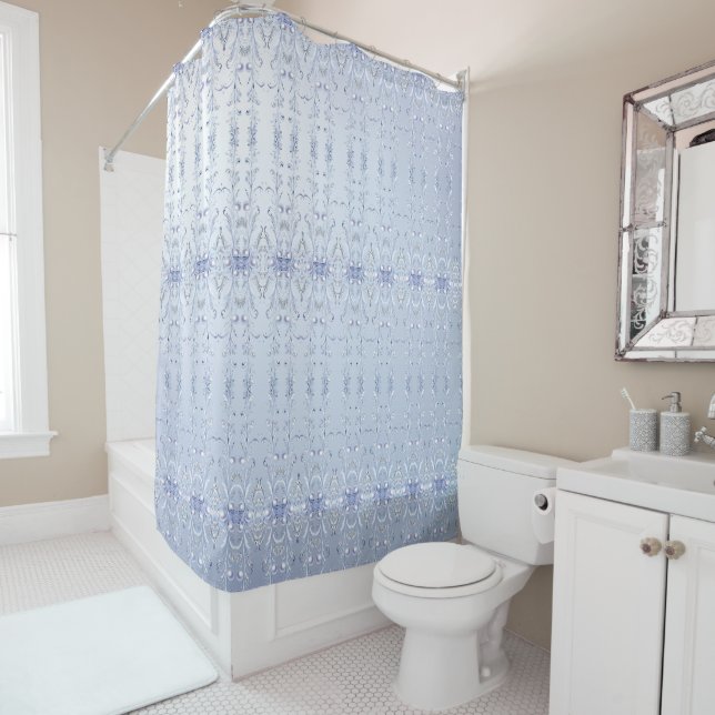 Cortina de ducha decorativa azul (In situ)