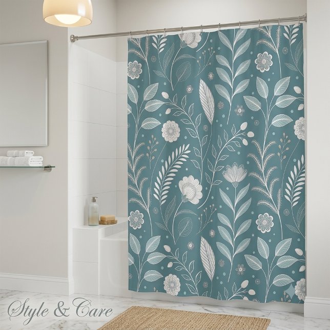 Cortina de ducha decorativa con estampado floral a (Artistic Flower Print Shower Curtain Decor)