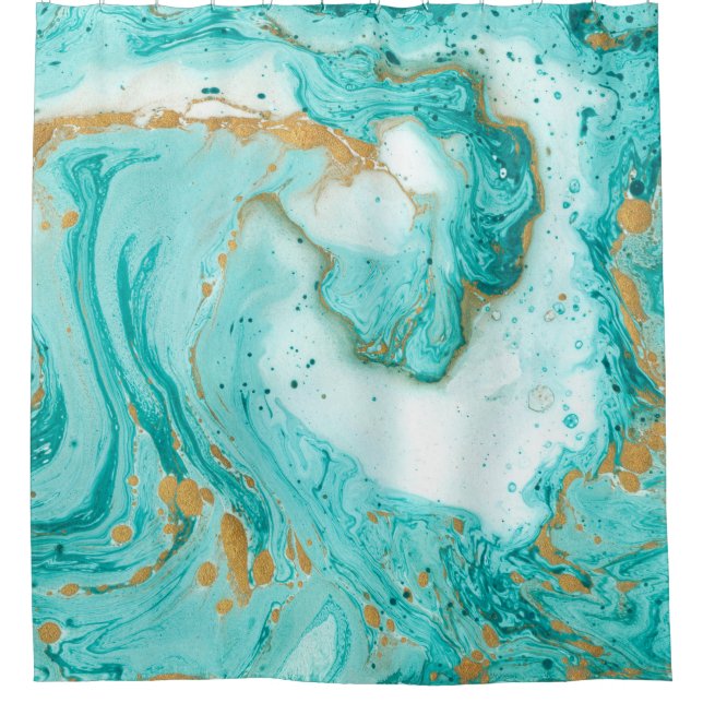 Cortina De Ducha Decorative marble texture. Abstract painting. Turq (Anverso)
