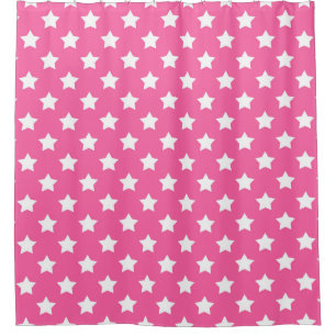 Cortina De Ducha Decorativo del patrón de estrellas blancas rosadas