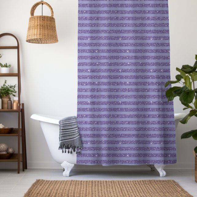 Cortina De Ducha Deep Amethyst Glitter Style Horizontal Stripes  (Subido por el creador)