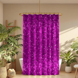 Cortina De Ducha Deep Pink Glam Faux Glitter Pattern