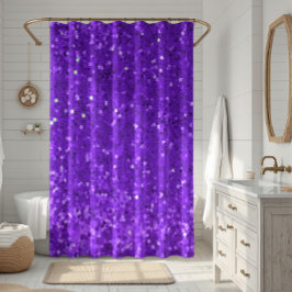 Cortina De Ducha Deep Purple Glam Faux Glitter Pattern
