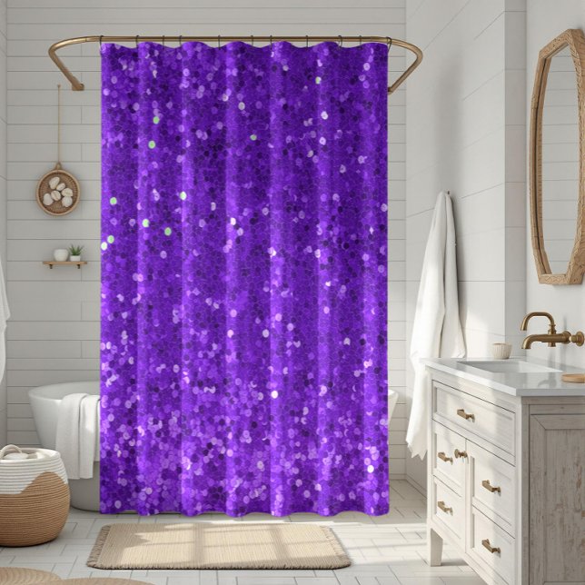 Cortina De Ducha Deep Purple Glam Faux Glitter Pattern (Subido por el creador)