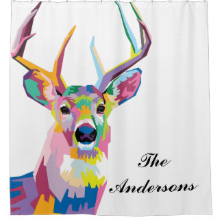 Cortina De Ducha Deer de arte pop colorido y personalizado