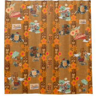 Cortina de ducha del baño de Tiki