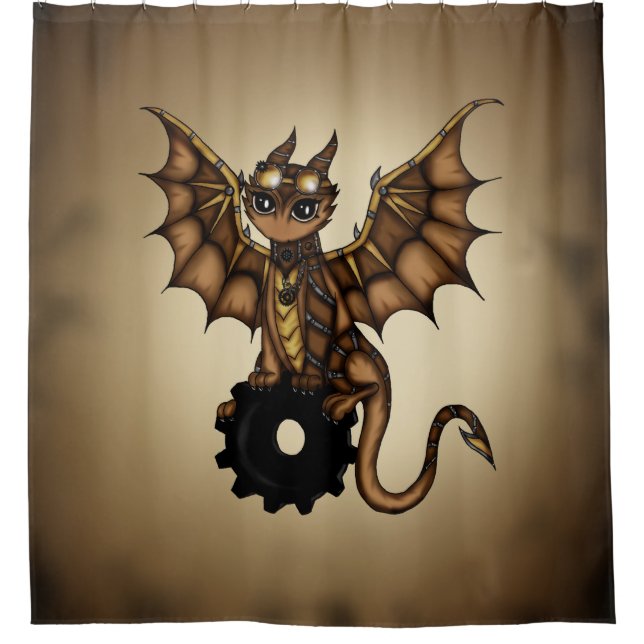 cortina de ducha del dragón del steampunk (Anverso)