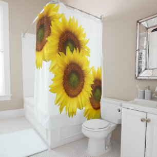 Cortina de ducha del girasol del día soleado