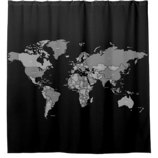 Cortina de ducha del mapa del mundo en sombras