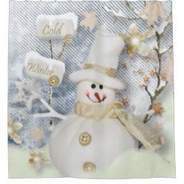 Cortina de ducha del navidad/muñeco de nieve