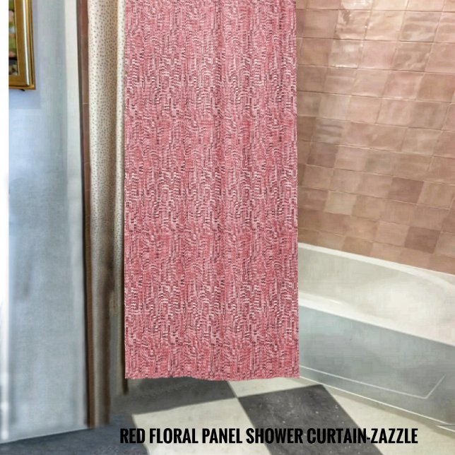 Cortina de ducha del panel rojo floral (Subido por el creador)