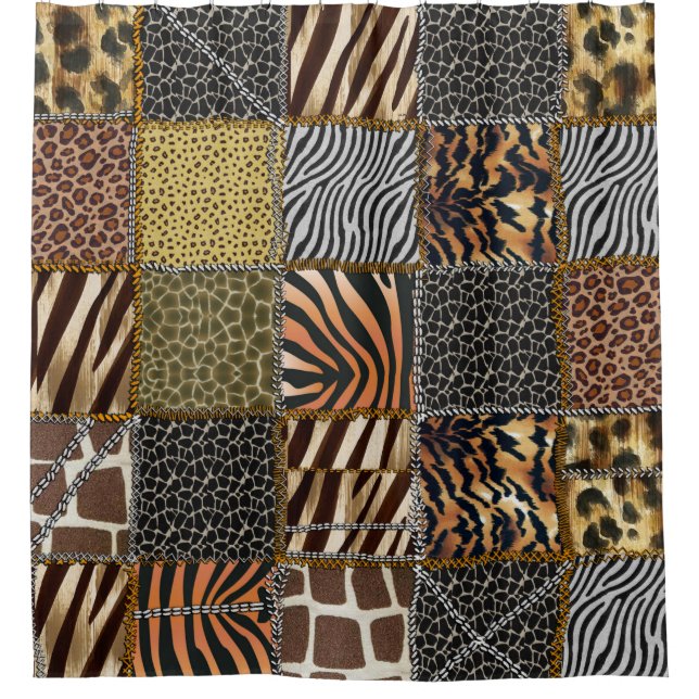 Cortina de ducha del remiendo del safari (Anverso)