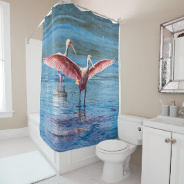 Cortina de ducha del Spoonbill rosado