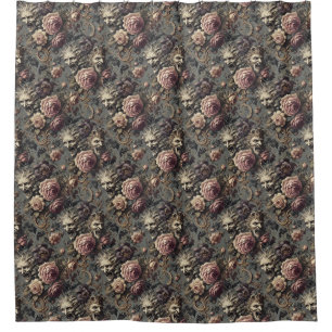 Cortina De Ducha Demonios de lujo - Diseño floral gótico