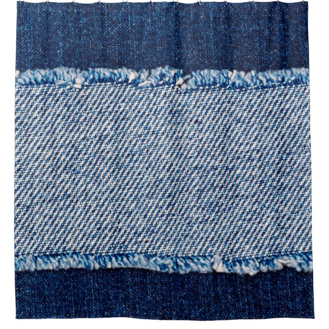 Cortina De Ducha Denim blue jeans fabric frame. Bleached denim fabr (Anverso)