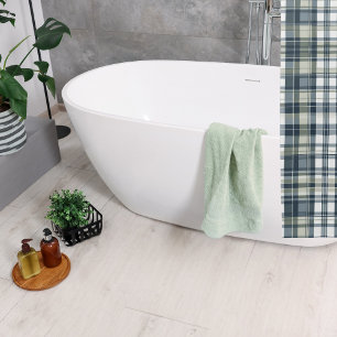 Cortina De Ducha Denim Blue Sage Green White Plage