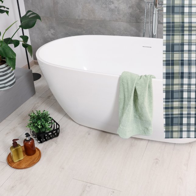 Cortina De Ducha Denim Blue Sage Green White Plage (Subido por el creador)