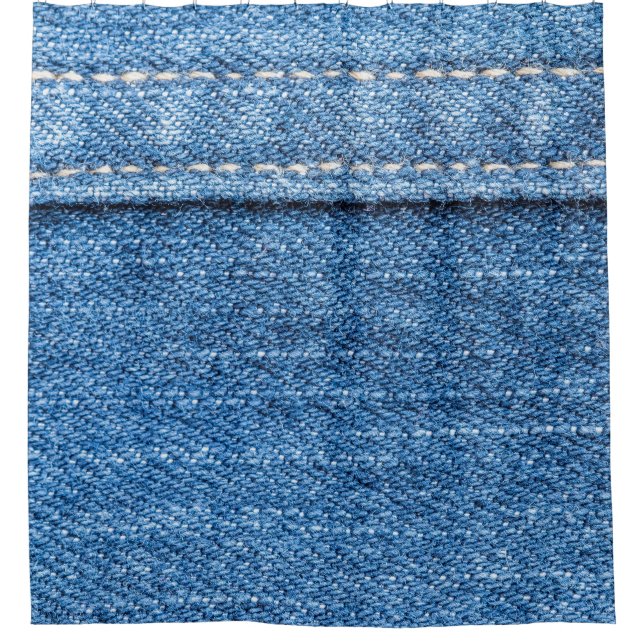 Cortina De Ducha Denim Blue: Textura clásica de jeans. (Anverso)