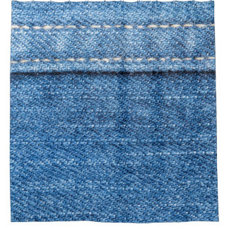 Cortina De Ducha Denim Blue: Textura clásica de jeans.