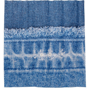Cortina De Ducha Denim desgarrado: marco doble de jeans azules