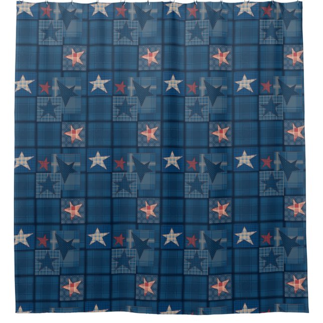 Cortina De Ducha Denim patchwork (Anverso)