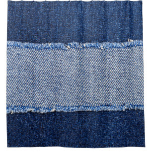 Cortina De Ducha Denim roto: tela de jeans azules.