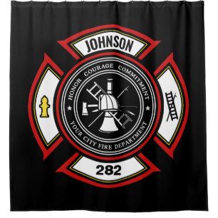 Cortina De Ducha Departamento de Bomberos AÑADIR NOMBRE Insignia pa