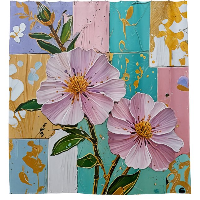 Cortina De Ducha Deplante floral (Anverso)