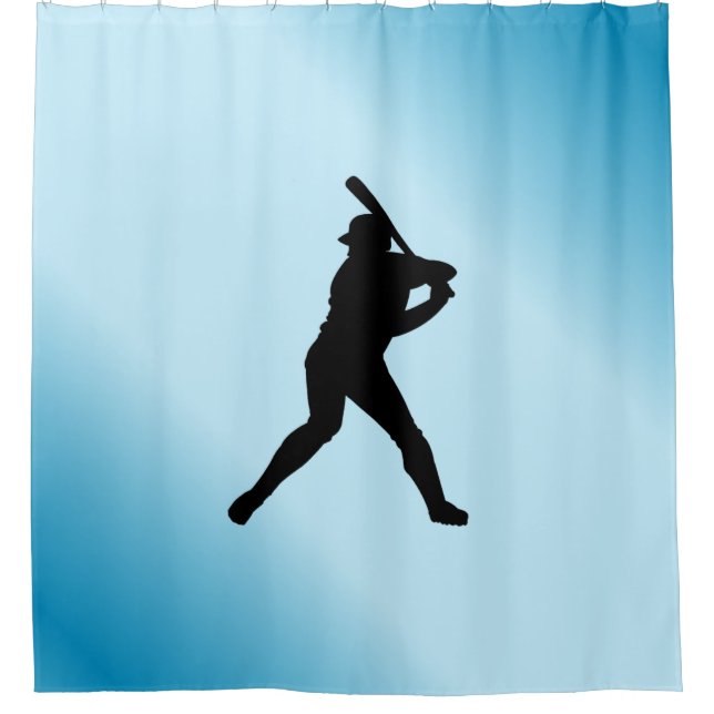 Cortina De Ducha Deportes Blue Batter de Béisbol (Anverso)