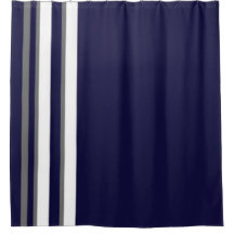 Cortina de ducha deportiva: gris azul y blanco