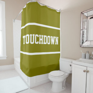 Cortina De Ducha Deportivo Moderno Oliva TOUCHDOWN Rayas de Texto B