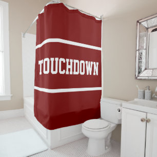 Cortina De Ducha Deportivo Rojo Intenso en Negrita TOUCHDOWN Franja