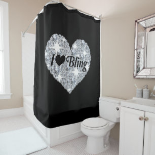 Cortina De Ducha Deslumbrante Faux Diamond I Love Bling Shower Cort