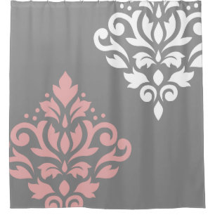 Cortina De Ducha Desplazar el arte Damask I gris blanco rosado