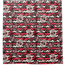 Cortina De Ducha Día de los Cránulos Azucareros Muertos, zigzag