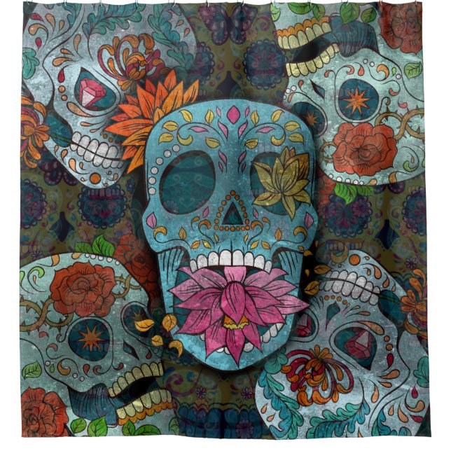 Cortina De Ducha Día De Los Muertos (Anverso)