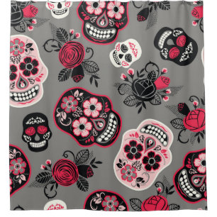 Cortina De Ducha Dia de los Muertos: Patrón de cosecha