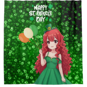 Cortina De Ducha Día de San Patricio lindo, clase de anime irlandés